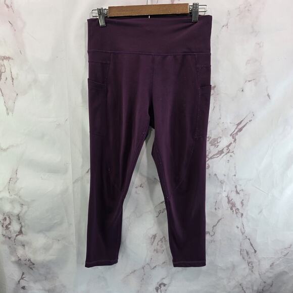 Zyia Leggings Womens 6 8 Purple Crop Capri High Rise Light N Tight Pockets - Picture 5 of 10
